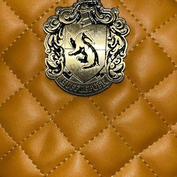 Harry Potter Women\'s Yellow Hufflepuff Bronze Logo Quilted Mini Backpack NWT main image 8